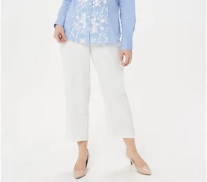 Linea by Louis Dell'Olio Regular Zip-Front Crop Pants, Ivory, Size 20W, A349647 - Picture 1 of 5