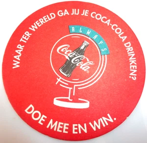 COCA COLA® COASTER DESSOUS DE VERRE COCA COLA 10,5 cm Ø N° 3445 NEERLANDAIS - Imagen 1 de 2