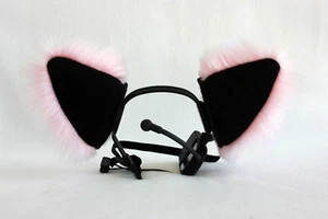 ORECCHIO gatto gattino peloso rosa e nero lupo volpe NECOMIMI COVER SOLO anime cosplay - Foto 1 di 1