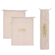 3 Pcs Flax Bread Bag Linen Organizer Canvas Drawstring Bags