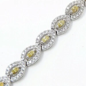 Lab Created 9CT Marquise Cut Yellow Diamond 14K White Gold Over Tennis Bracelet - Picture 1 of 6