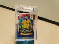 Neymar Jr. 2014 World Cup Prizm Stars Red White & Blue Power Plaid #7 BGS 9