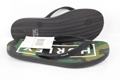 Hurley Men's Sandals One and Only OAO Flip Flop Size 10 Black / Camo - Изображение 1 из 4