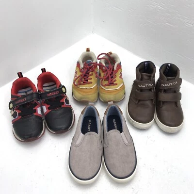 Lot of 4 Pairs of Little Boys Toddler Shoes Size 8 Child Disney, NB, Nautica etc - Image 1 of 4