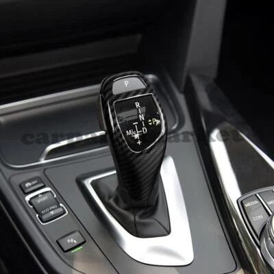 Se adapta a BMW F30 F20 F10 F15 F25 X5 X3 aspecto de fibra de carbono perilla de cambio de marchas cubierta embellecedor Foto 1 de 4