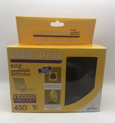 Globe Surge Protector Black Home Office 1 Outlet 10 ft Power Cord 450 Joules NEW - Image 1 of 3