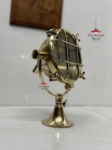 Vintage Brass Mini Spot Light – Nautical Table Lamp | Searchlight Home Decor - Picture 1 of 6
