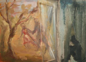 1987 Expressionist oil painting figures signed - Picture 1 of 9