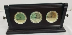 Vintage Nussbaum stehende Temperatur Luftfeuchtigkeit und Uhrenständer 12,5" x 6" - Bild 1 von 9