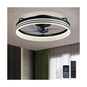 Ceiling Fans with Lights, Flush Mount Ceiling Fan with Lights and Remote, 6 W... - Picture 1 of 8