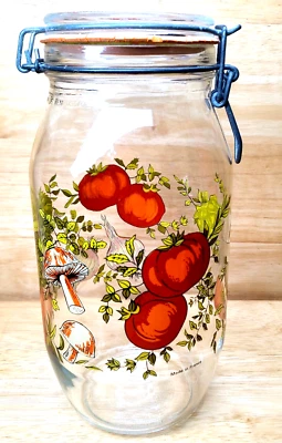 Bola de vidrio de colección tarro de alambre bote almacenamiento jardín verduras arco Francia 2L Foto 1 de 4