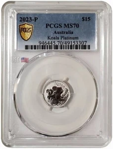 2023 1/10 Oz PLATINUM $15 Australia KOALA PCGS MS70 Gold Shield Label Coin. - Picture 1 of 13