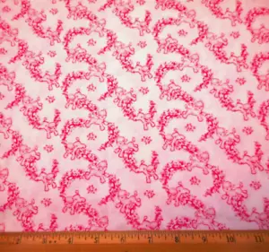 30s Reproduction Fabric By The Yard Pink Floral & Lamb on White Premium Cotton - Picture 1 of 2
