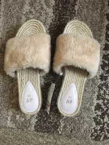 New H&M Fur Espadrilles Comfort All Day Summer Spring Open Sandals EUR 38 - Picture 1 of 2