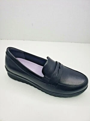 Mocasines para mujer Aravon Josie Penny planos de cuero talla 9 negros Foto 1 de 4