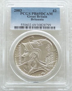 2003 Royal Mint Britannia £2 Two Pound Silver Proof 1oz Coin PCGS PR69 DCAM - Picture 1 of 2