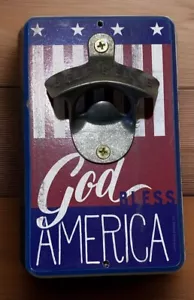 American Flag Wall Mounted Bottle Opener, God bless America, Beer/Soda Opener - Picture 1 of 4