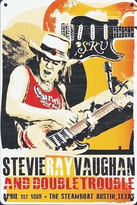 Stevie Ray Vaughan and Double Trouble Concert Artwork Rock Tin Metal Sign - Picture 1 of 1