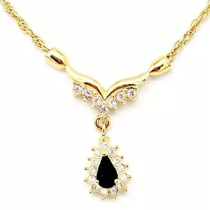 Collar Collar Estrás Romano de 17" De Colección Colgante Lágrima Tono Dorado Elegante - Imagen 1 de 6