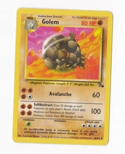 Pokémon Stage 2 Golem HP 80 1999 36/62 Evolves from Graveler - Imagen 1 de 1