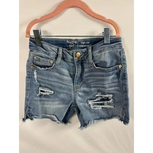 Girls Hippie Girl Light Wash Ripped Jean Shorts High Rise Size 7 - Picture 1 of 4