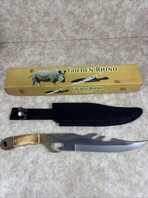 Chipaway Cutlery Golden Rhino Knife and Sheath Frost Cutlery  CW-248BRPB - Image 1 of 4