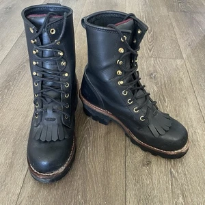 Botas Chippewa para Hombres 7 M Cuero Negro Leñador Con Cordones Vibram Ropa de Trabajo 73015 - Imagen 1 de 7