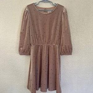 Gap Kids Girls Glitter Star Velvet Dress Size M Muted Blush Pink - Picture 1 of 15