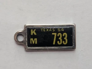 1954 Texas DAV Tag Keychain License Plate KM-733 - Picture 1 of 2