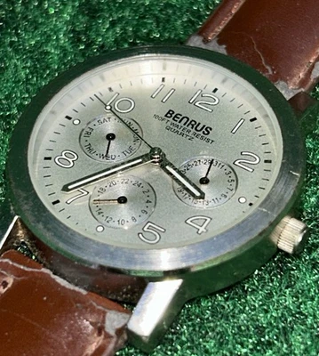 Reloj Pulsera BENRUS Cuarzo Cronógrafo Estilo Funciona/Necesita Batería #364 Foto 1 de 4