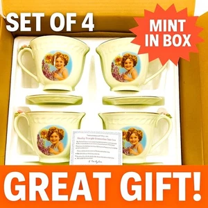 Set 4 tazze da tè in porcellana Shirley Temple - manici floreali Danbury come nuove con scatola - Foto 1 di 9