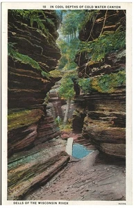 Postal vintage color lino Cold Water Canyon Wisconsin Dells #1831 - Imagen 1 de 2