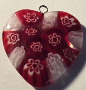 Alan K Millifiori Murano Glass Heart Pendant Red - Picture 1 of 4