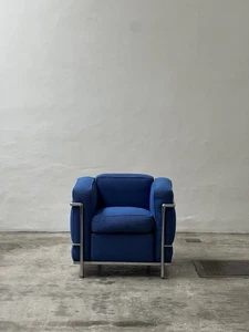 Cassina LC2 Armchair Design Chair Blue Chrome Corbusier - Bild 1 von 13