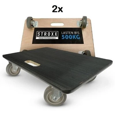 2x Transportroller 600X400 Mm 500Kg Tragkraft Rollbrett Stroxx - Bild 1 von 4