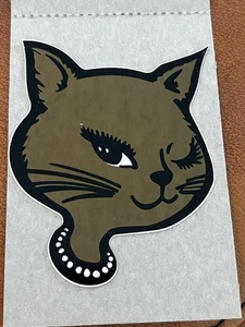 90’s Retro Winkernde Katze Automaten Aufkleber Braun Bronze Farbe - Bild 1 von 1