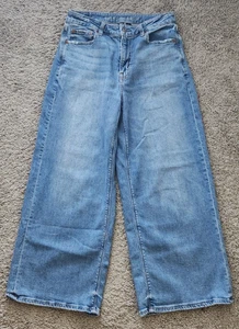 American Eagle Womens Jeans Size 4 Short Super High Rise Baggy Wide Leg Stretch - Picture 1 of 14