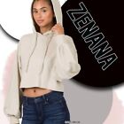 Plus 1X 2X Zenana Pink Or Beige French Terry Drop Shoulder Cropped Hoodie Bhcs
