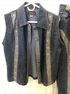 Vintage Jean Outfit (Design By Impression) size XL wide legs - Picture 1 of 9