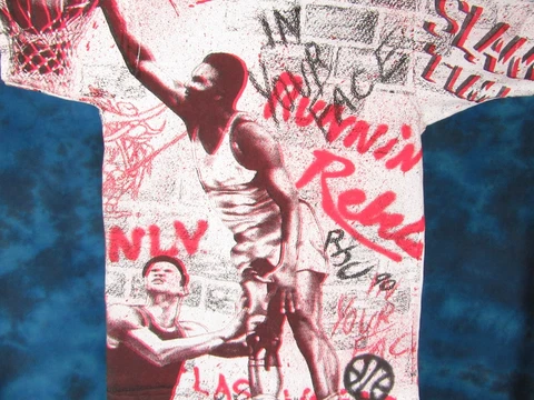 vtg 90s UNLV RUNNING REBELS BASKETBALL ALL-OVER PRINT T-Shirt M single stitch Cover