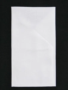 POCKET SQUARE White Flat Top Kona Cotton -folded & Sewn - just slips in pocket - Picture 1 of 1