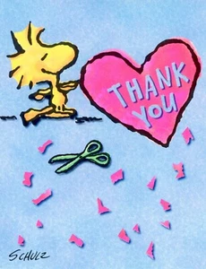 LOT OF 8 CHARLES M SHULZ PEANUTS HALLMARK THANK YOU Cards + Envelopes, Woodstock - Picture 1 of 5