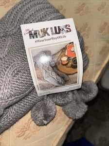 MUK LUKS Women's 'POM CABIN' Dark Grey Sweater Socks L/XL (8-11) NEW - Picture 1 of 8