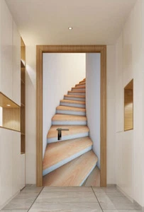 Wooden Stairs Steps Picture 3D Door Sticker Self-adhesive Bedroom Door Mural - Picture 1 of 6
