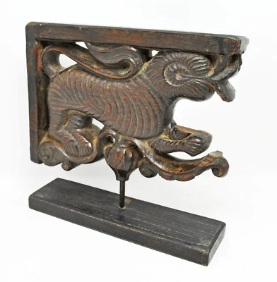 Estatuilla de madera con soporte de dragón estatua original antigua fina tallada a mano  Foto 1 de 4
