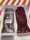 Women's REDESS Leather Gloves- Warm, Touchscreen, and Stylish- Maroon-size 8