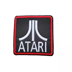 Embroidered Square Atari Logo Iron On Sew On Applique Gamers Patch Modern Retro - Picture 1 of 1