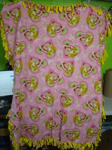 strawberry shortcake w/ honey pot pony handmade blanket 56" x 68" yellow backing - Picture 1 of 11