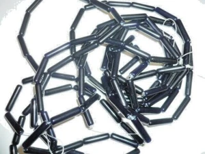 Cuentas de tubo negras chorro vidrio horno vintage americano años 70 18X4MM G75-2 - Imagen 1 de 4