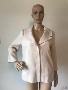 Ann Taylor Light Pale Pink Ramie & Cotton Jacket Coat Blazer Snap Closure 10 M/L - Picture 1 of 12